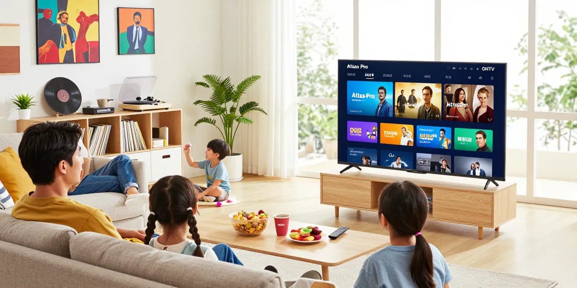 Profitez des moments de divertissement en famille avec Atlas Pro ONTV sur votre Smart TV.