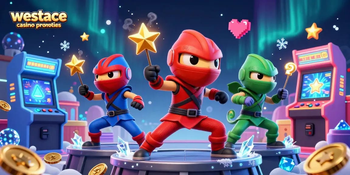 Beleef spannende WestAce casino promoties met een dynamisch ninja-chameleon team in actie.