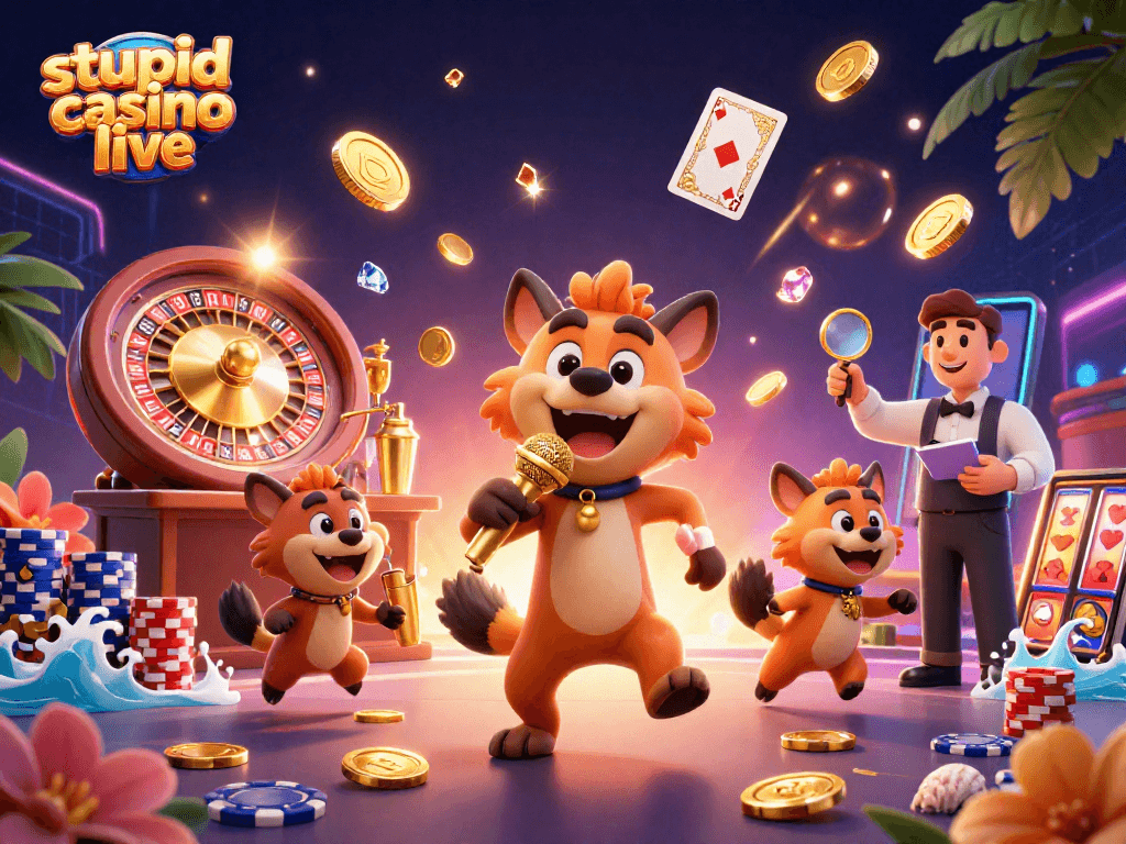 Profitez du casino en direct Stupid Casino avec des croupiers animés et des jeux captivants.