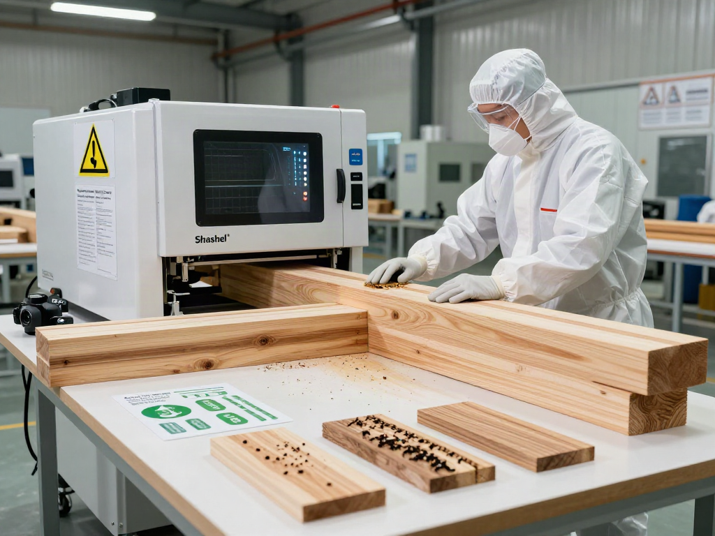Traitement du bois avec Shashel® dans un environnement moderne et sécurisé.