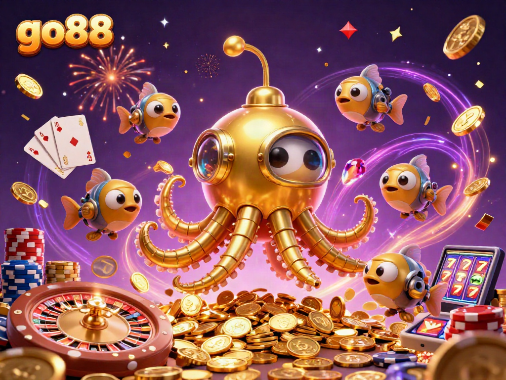 Catch the excitement of go88 with a colorful 3D casino scene featuring thrilling games and vibrant energies.