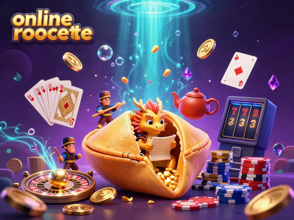Engage with the excitement of online roulette, featuring a 3D dragon, roulette wheel, and golden coins.