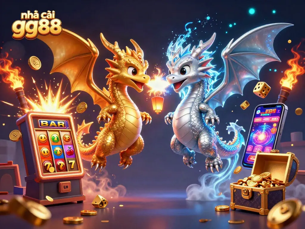 Engage with nhà cái gg88's thrilling experience featuring golden and silver dragons amidst explosive jackpots.