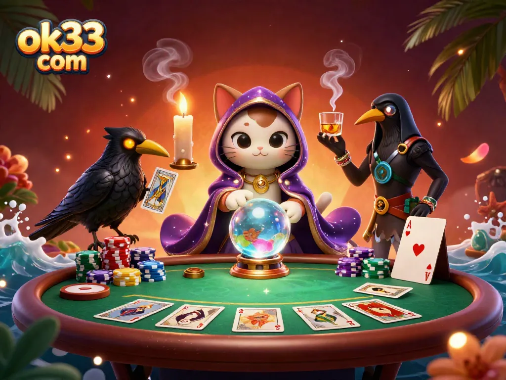 Engage in thrilling gameplay with ok33 com at this vibrant casino illustration featuring dynamic characters.